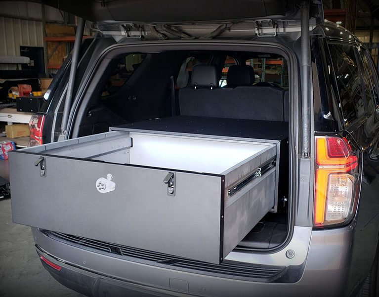 Large open suv box with left view